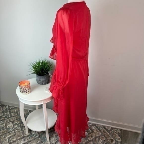 Chelsea28 Womens Long Sleeve Ruffle Chiffon Women's Wrap Midi Dress size small - Picture 8 of 13